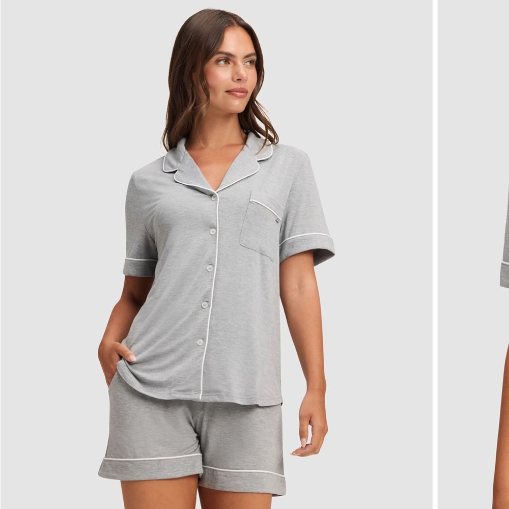Cozy Earth Gray Button-Up Pajama Set